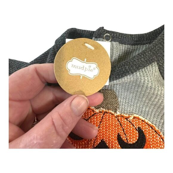 Mud Pie Pumpkin One Piece Outfit 0-3M Gray Orange Halloween Thanksgiving NEW - Picture 6 of 6